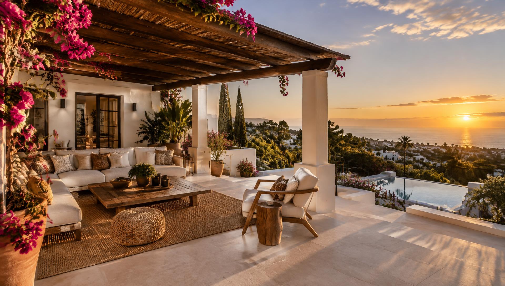 Terraza y exteriores de una villa mediterránea